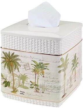 AVANTI LINENS NWT ceramic colony palm tissue box cover